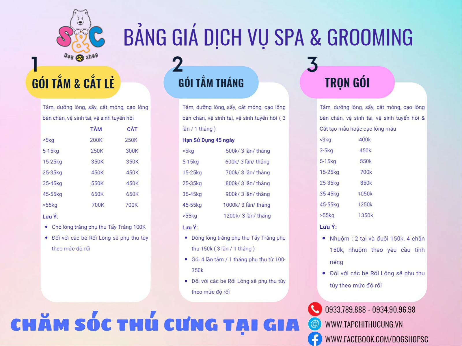 Bảng Giá Dịch Vụ Spa